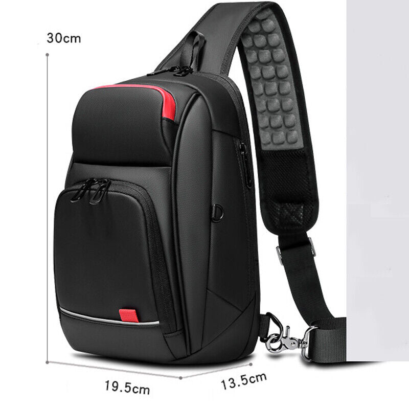 Men's Sling Backpack Oxford cloth Waterproof Crossbody Bag USB Port Sport Bags