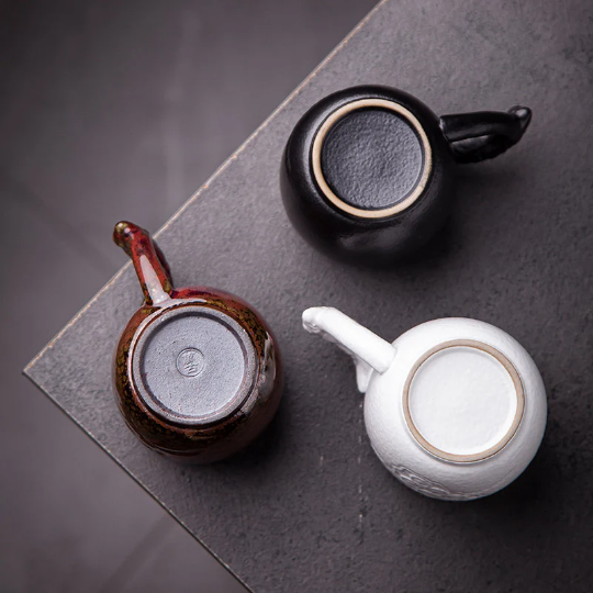 Relief Lotus Ceramic Tea Cup with Handle 190ml