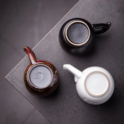Relief Lotus Ceramic Tea Cup with Handle 190ml