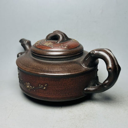 Vintage Chinese Yixing Purple Clay Teapot Zisha Ceremony Plum Blossom Teaware