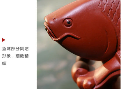 Chinese Yixing Handmade Zisha DaHongPao Clay arowana tea Pet Gongfu Tea Pet