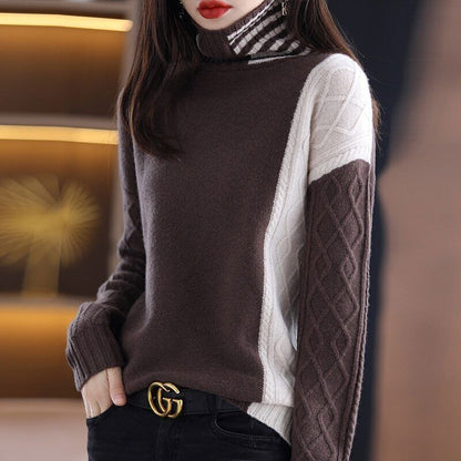 Women's Sweaters Long Sleeve Thick Pullover 100% Wool Knit Tops Jumper Clothing