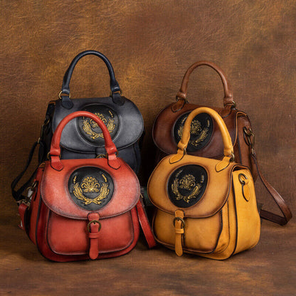 Top Cow Leather Women's Handbag, Luxury Leather Small Backpack Shoulder Bag Hobo