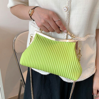 Handbag Handle Pleated Shell Bag Women Clutch Purses Crossbody Bag