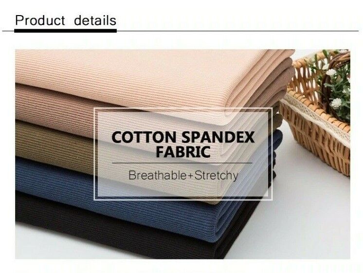 50x135cm Thin Cotton Spandex Rib Fabric 160 Gsm For T-Shirt Tops Stretchy Jersey