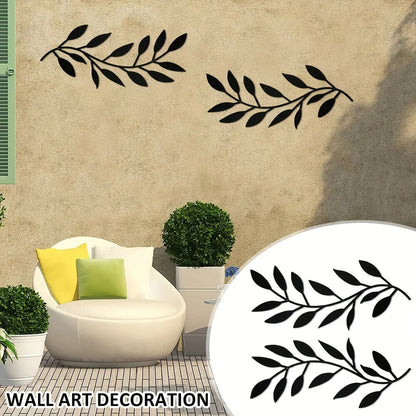 2pcs, Modern Iron Tree Branch Leaf Wall Sculpture - Wall Hanging Decorative