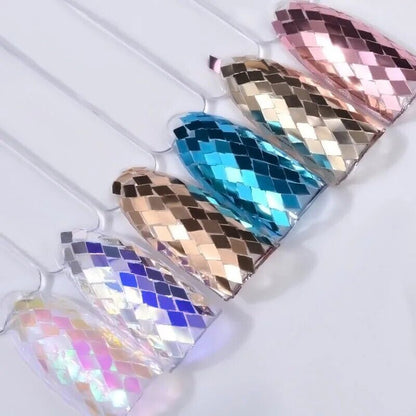 Nail Art Glitter Sequins 6Pcs Laser Sparkling Diamond Ultra-Thin Rhombus Sticker