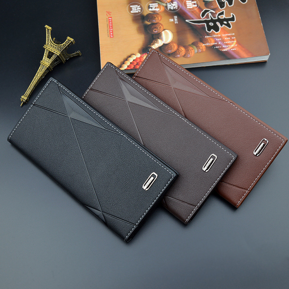 Men's Bifold Leather Wallet Long Zip Clutch Purse Credit Card Holder Handbag
