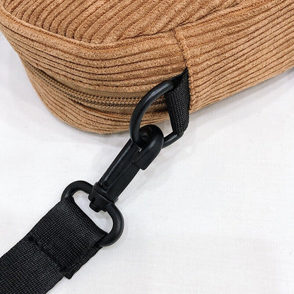 Women Canvas Shoulder Bag Corduroy Cloth Bag crossbody Bags Zipper Purse Girl