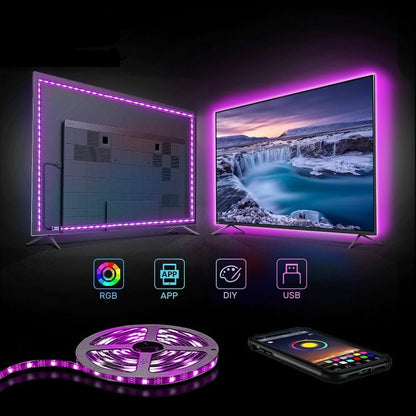 TV Backlight USB Powered LED Strip Light RGB5050 24 Inch-60 Inch Mirror PC APP