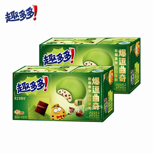 趣多多爆逗曲奇限定抹茶味 96g x 2 Boxes Quduoduo Chocolate Cookies Matcha Flavor