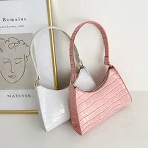 Vintage Crocodile Stripe Handbag Retro Versatile Totes Shoulder Bag 25*17*6 CM
