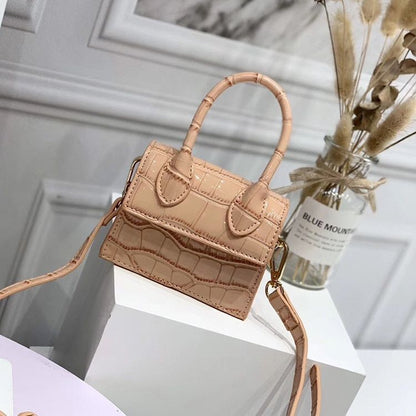 Small Square Bag Leather Handbag Crocodile Pattern Chain Shoulder Messenger Bags