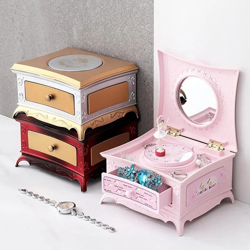Dancing Ballerina Music Box Retro Craft Jewelry Storage Organizer 15.5x13.5x21cm