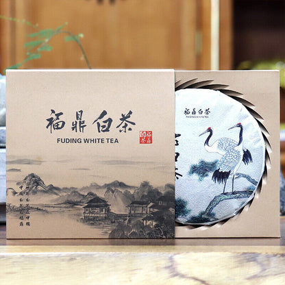 300g Chinese White Tea Cake Health Care High Mountain Fuding White Tea Gift Box