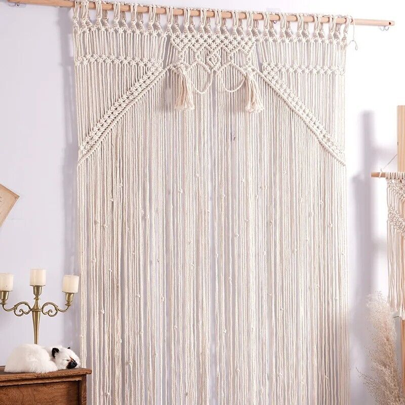 Macrame Tapestry Cotton Rope Hand Woven Curtain Home Living Room Decor 115x200cm