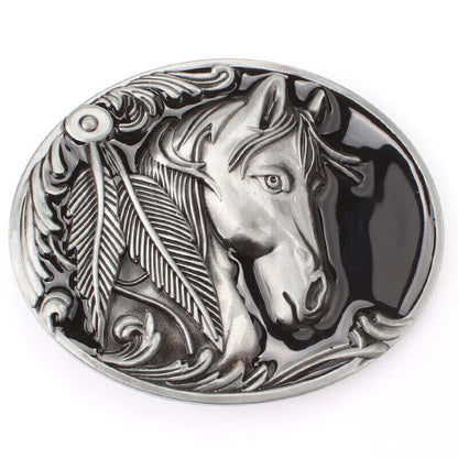 Men Belt Buckles 3.8cm Width Suitable Animal Horse Fashion Waistband Accessories
