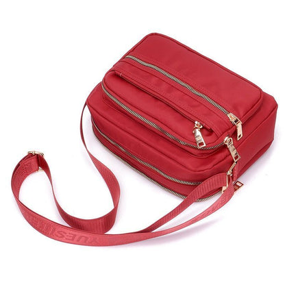 Zipper Waterproof Nylon Shoulder Bag Crossbody Travel Messenger Bag 27*21*9 CM