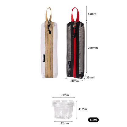 Camping Travel Spice Container Bag W/ 5 Clear Seasoning Bottles Spice Holder Set