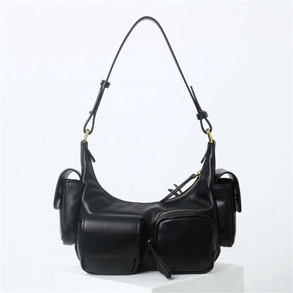 Small Real Leather Shoulder Bag Purse Handbag Hobo Crossbody w/ Lots of Pockets
