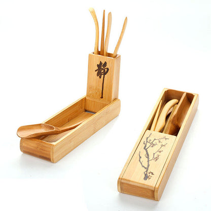 Bamboo Kung Fu Tea Set Tea Spoon Clamp Needle 120 Degrees Tool Box Tea Infusers