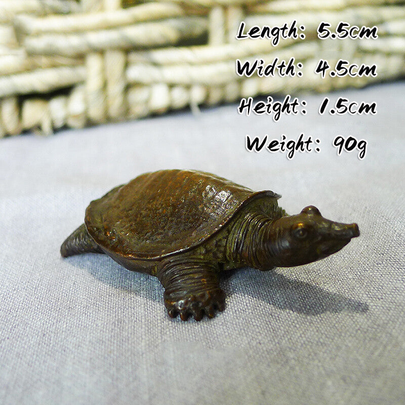 Antique Bronze Soft-shelled Turtle Statue TeaPet Handmade Copper Figurines Decor
