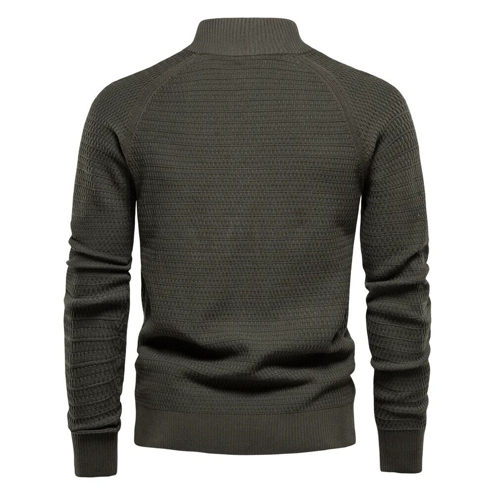 Winter Fashion Mens Cardigan Cotton High Quality Button Mock Neck Men's Sweater
