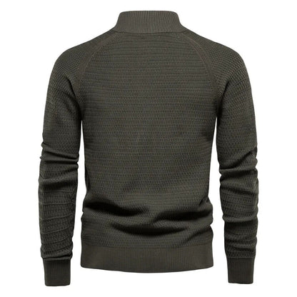 Winter Fashion Mens Cardigan Cotton High Quality Button Mock Neck Men's Sweater