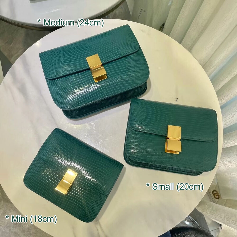 Lizard Effect Real Leather Flap Box bag Shoulder bag Purse Crossbody Square bag