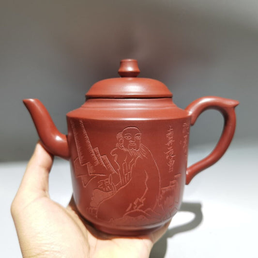 Vintage Chinese Yixing Purple Clay Teapot Zisha Ceramic Figure Teaware Collect