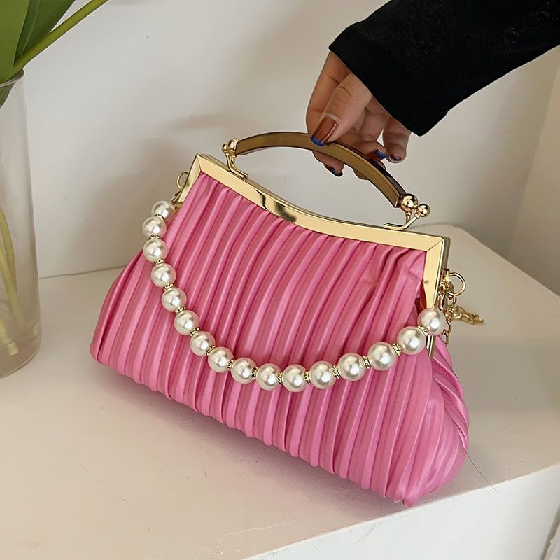 Leather Shoulder Bag Pearl Chain Handbag Crossbody Bags Chain Purse 26*9*15 CM