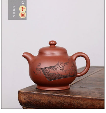 300cc Handmade Purple Sand Tea Pot in Yixing, China, High Definition Clay, High Pan Gongfu Tea Pot-