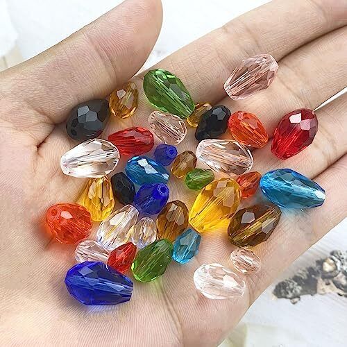 100pcs 6x8mm Crystal Glass Teardrop Beads Faceted Vertical Hole 6x8mm, Red