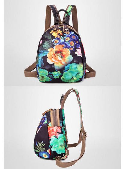 Convertible Floral Nylon Small Backpack Rucksack Sling Bag Chest Pack Purse