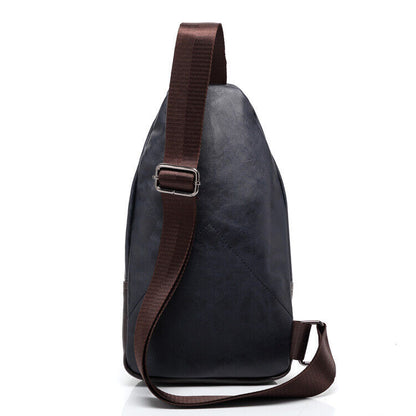 Men's Sling Backpack Faux Leather Crossbody Chest Bags Casual Daypack Sport Bags