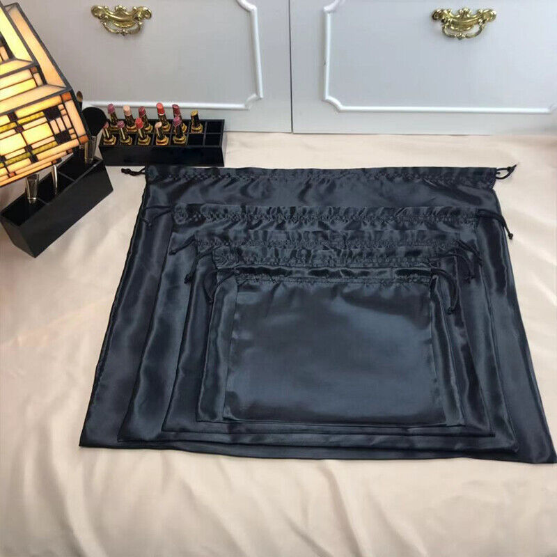 Jewelry Cosmetics Storage Drawstring Bag Satin Dust Pouch Soft Shoes Handbag
