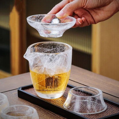 Tea Strainer Snow Crystal Glass Glaze Fine Mesh Brewing Filter Accessory 9x5.5cm