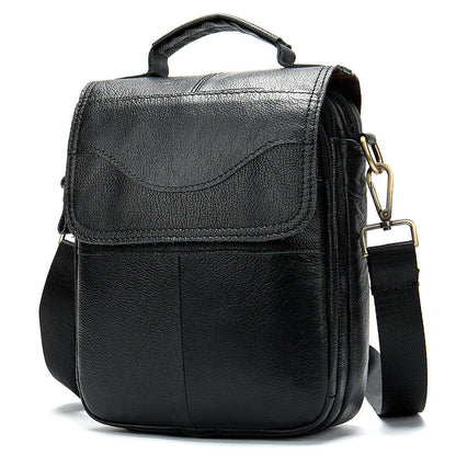 100% Genuine Leather Men's Sling Shoulder/Messenger Bag Double Zipper 8" Handbag