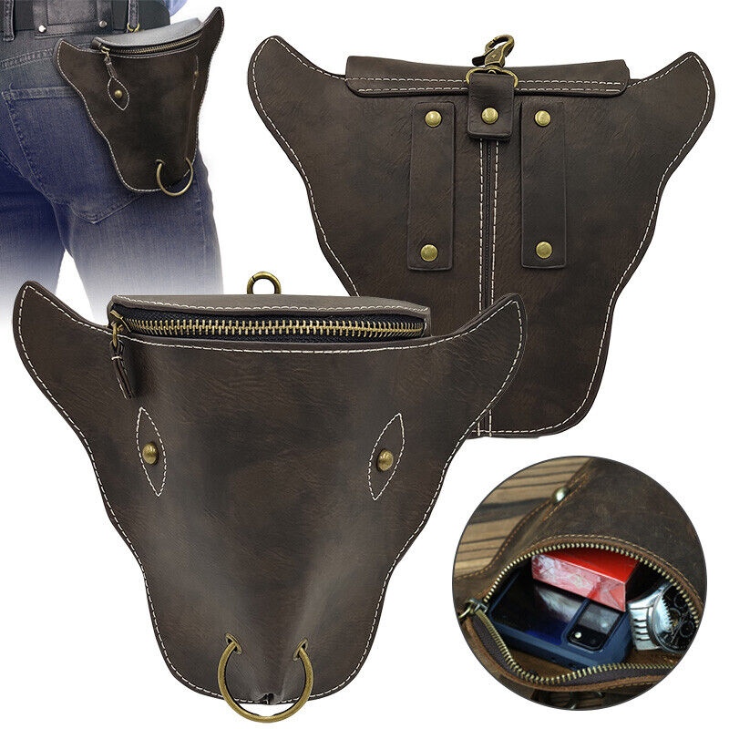 Medieval Faux Leather Cattle Ox Shape Waist Bag Vintage Belt Coin Purse Pouch
