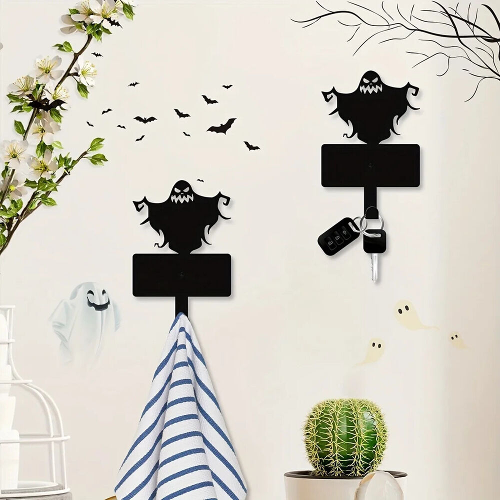 Halloween Wall Decor Hooks, Metal Key Holder Ghost Metal Wall Hanger Organizer