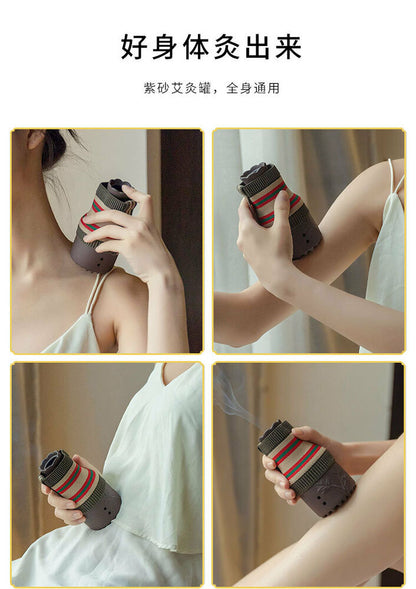 Moxibustion Moxa Tool Wormwood Purple Sand Gua Sha Pot Mini Massage 紫砂凸点艾灸罐 刮痧杯