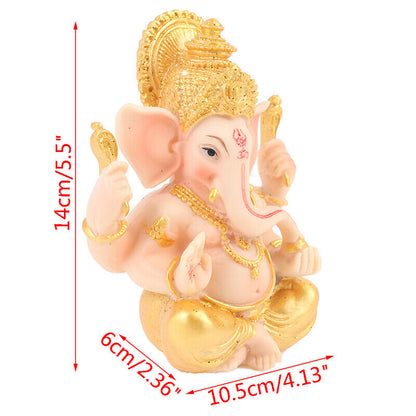 Elephant God Figurine Desktop Hindu Resin Luck and Wealth Art Statue Ornam.Q6