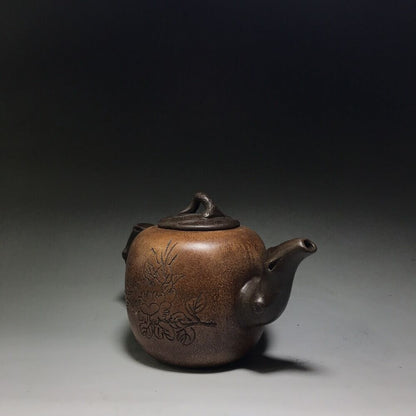 vintage chinese yixing purple clay teapot zisha ceremony carving Collectible art