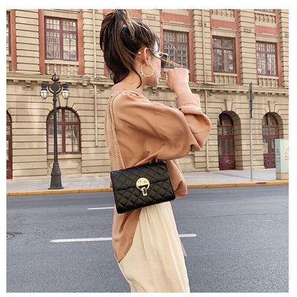 Lady Bags Fashion Women Shoulder Bag Pu Material Chains Crossbody Bag Black