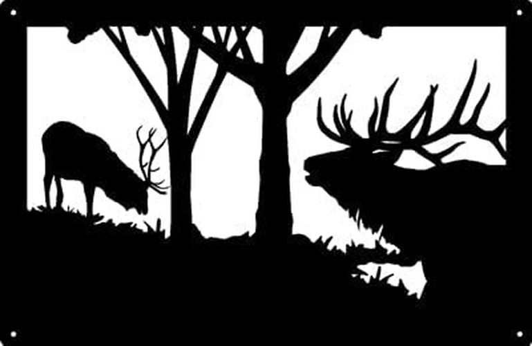 Wildlife Elk Wall Art - Territorial Warning -Size 13.8" x 9" - Metal Wall Art