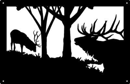 Wildlife Elk Wall Art - Territorial Warning -Size 13.8" x 9" - Metal Wall Art