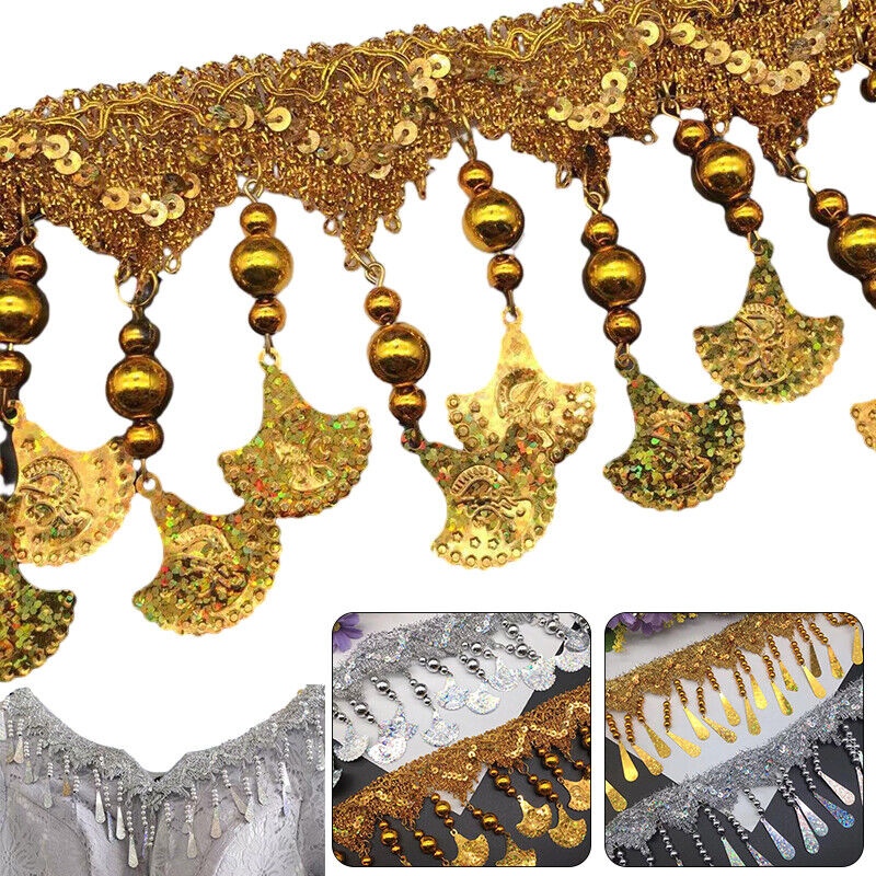 Sequin Bead Tassel Lacetrimming for Sewing Performance Dance Clothing CurtainDIY
