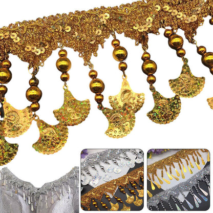 Sequin Bead Tassel Lacetrimming for Sewing Performance Dance Clothing CurtainDIY