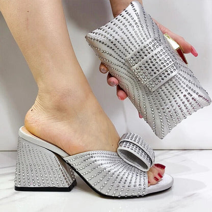 Shoe Bag Classic Style African Women's Round Toe High Heels For Wedding Party
