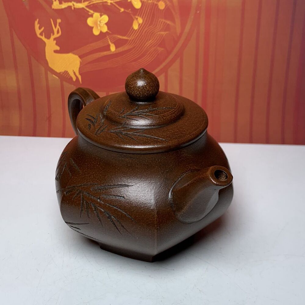 Vintage China Yixing Purple Clay Teapot Zisha Ceremony Bamboo Teaware Collection